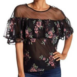 BB Dakota Women's Embroirdered Mesh Top